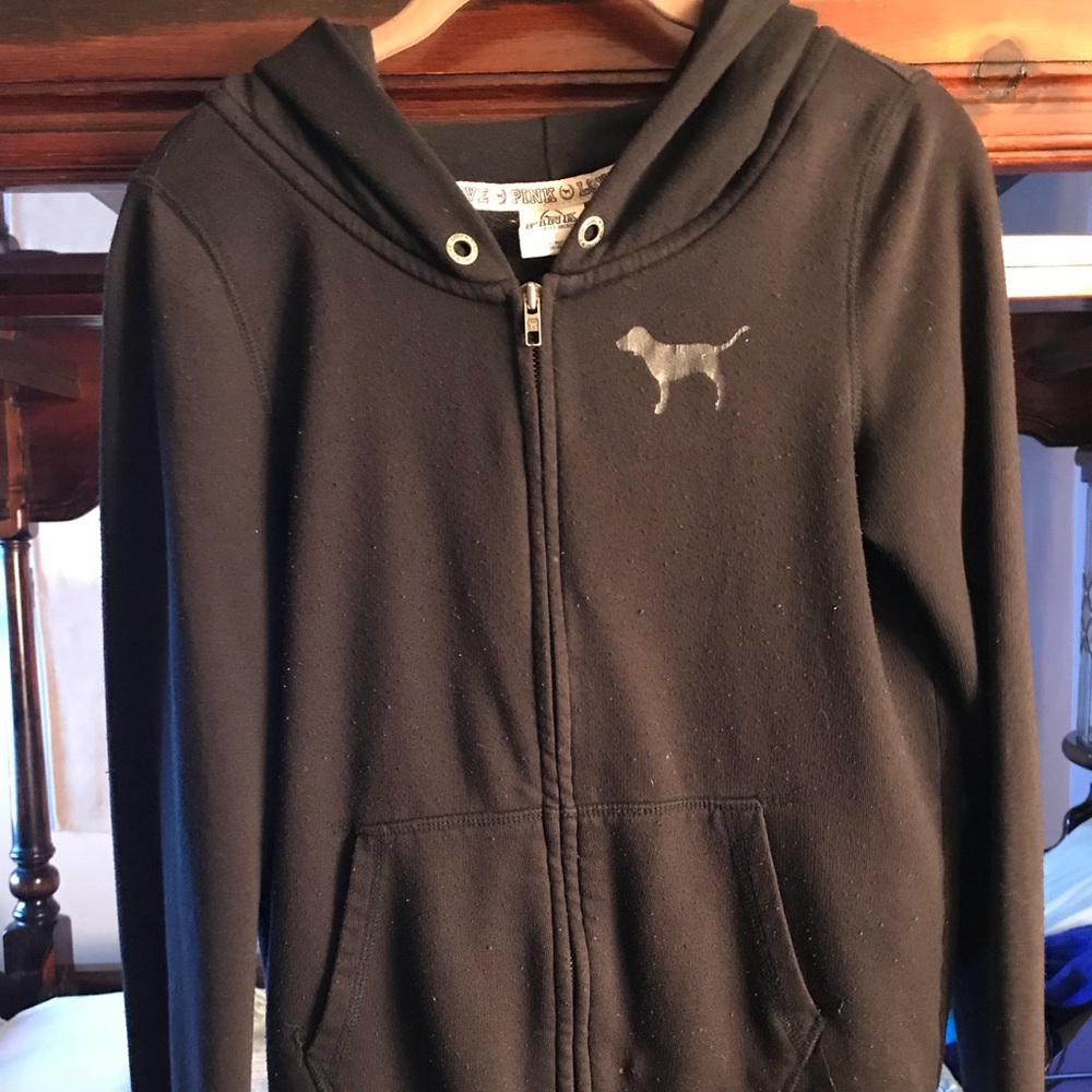 Pink VS black zip hoodie with sequence